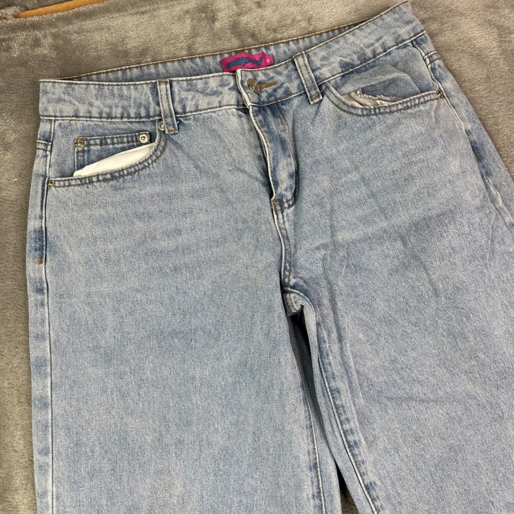 Edikted Wide Leg Jeans Womens Medium Light Blue Wash 100% Cotton Relaxed Denim - Picture 3 of 14